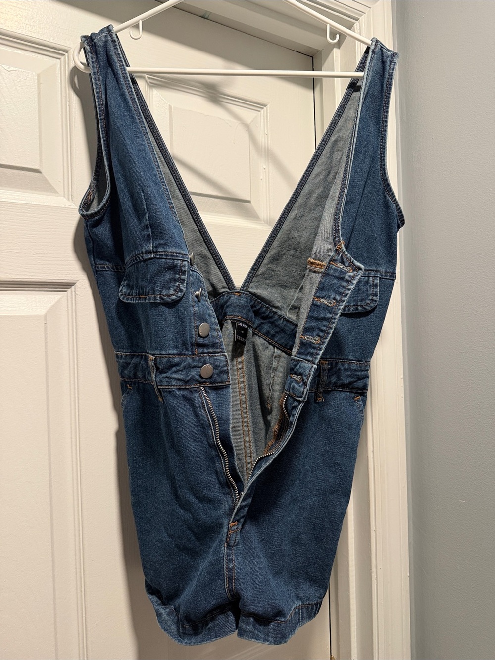 Cider Dark Blue Denim Overall Romper